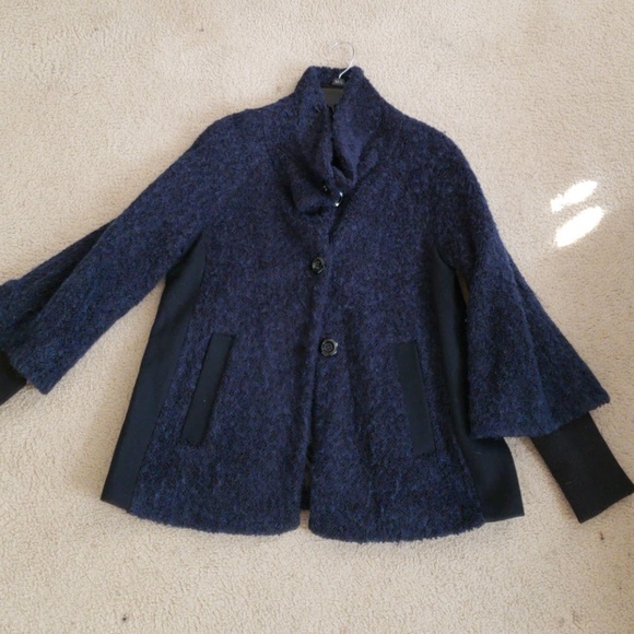 Bebe navy boucle wool swing jacket